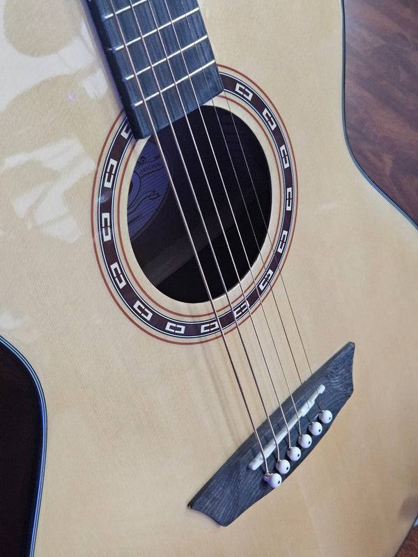 Washburn AD5CEPCACK شبه صوتي الغيتار 41 'Dreadnought مع حقيبة ، اختيارات ، حزام غير طبيعي
