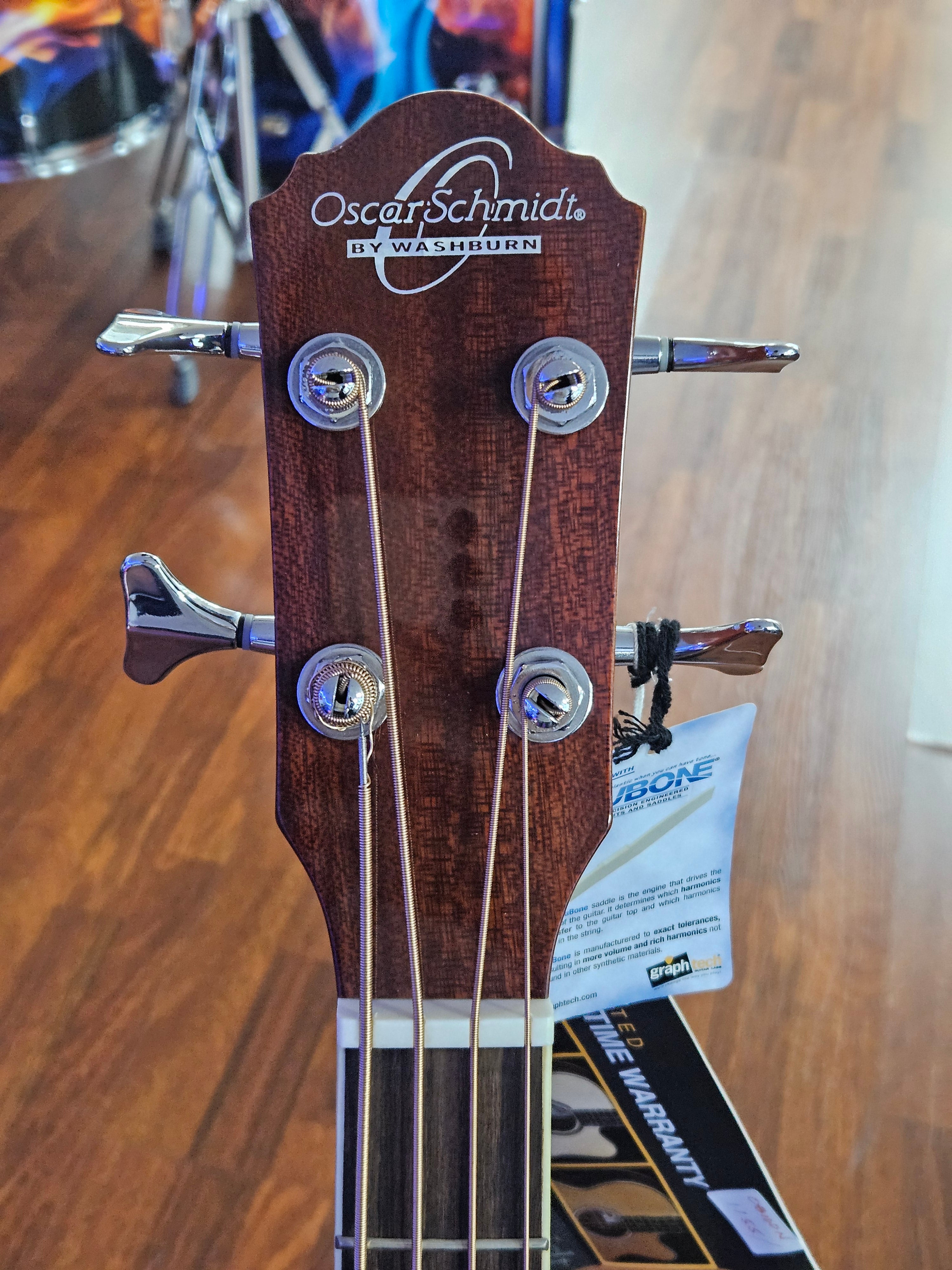 Oscar Schmidt OB100N Semi-Acoustic Bass - Natural -Display Unit Clearance!