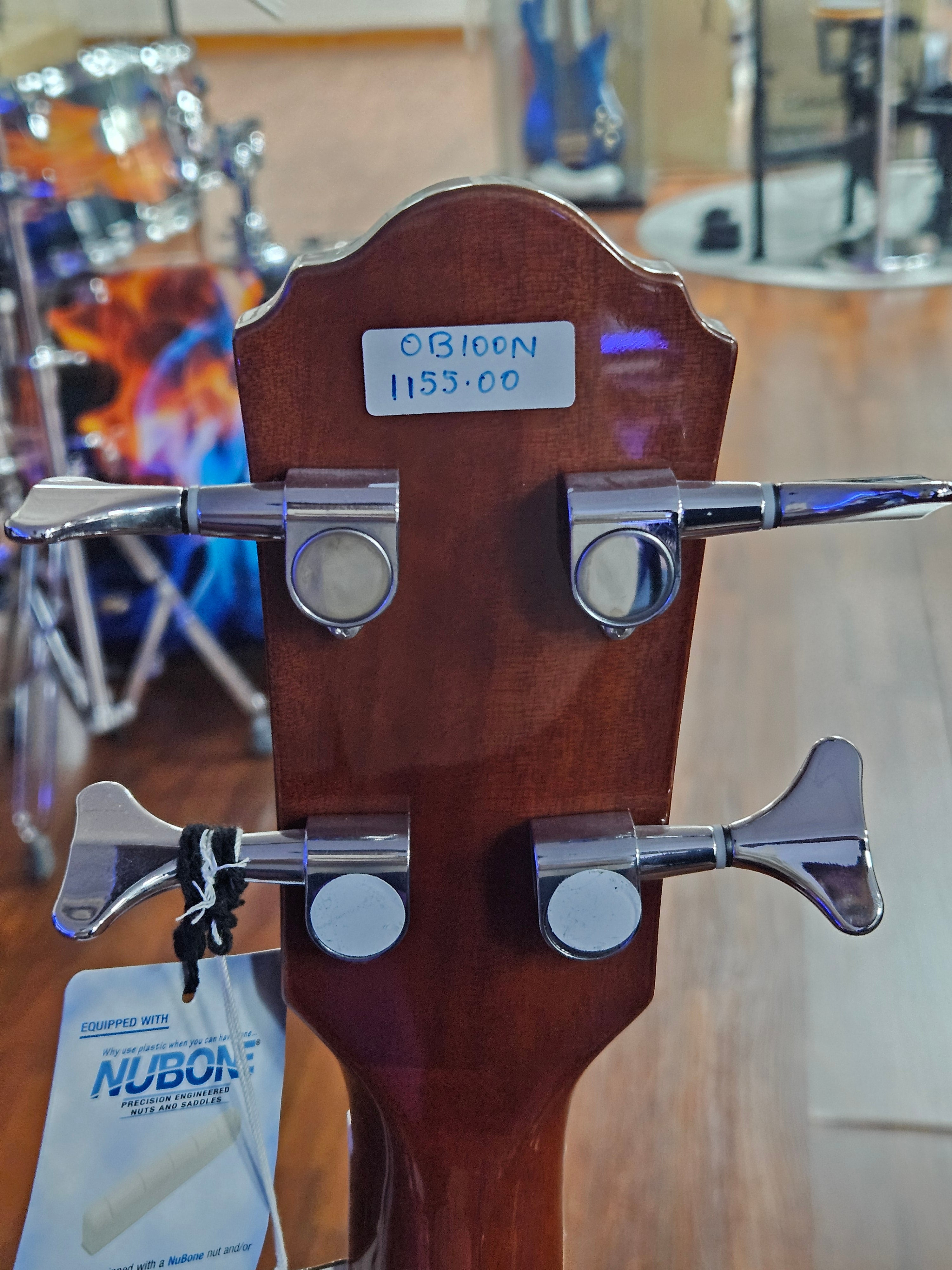 Oscar Schmidt OB100N Semi-Acoustic Bass - Natural -Display Unit Clearance!