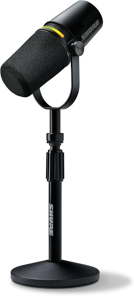 Shure MV7+ Hybrid Podcast Microphone and Stand - Black