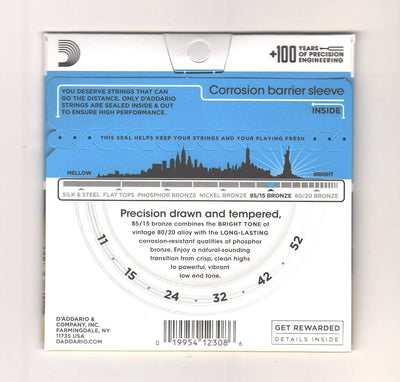 D'Addario EZ910 Acoustic Guitar Strings - 85/15 Bronze (.011-.052 Light Gauge)