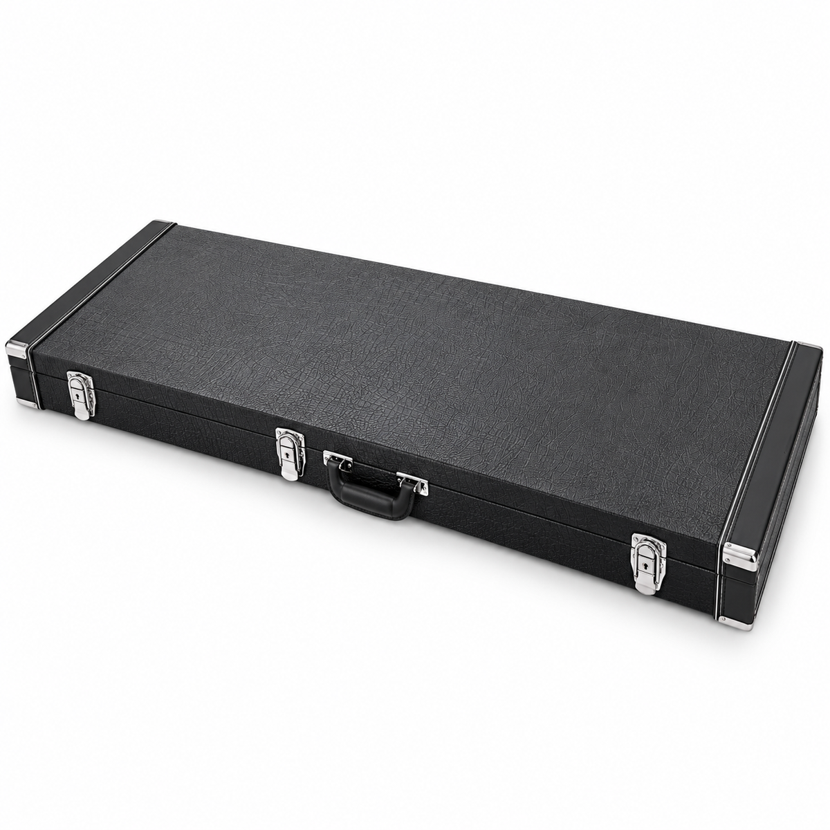 Tansen V-Shape Electric Guitar Hard Case with Plush Interior, Storage Compartment & Metal Latches – Black