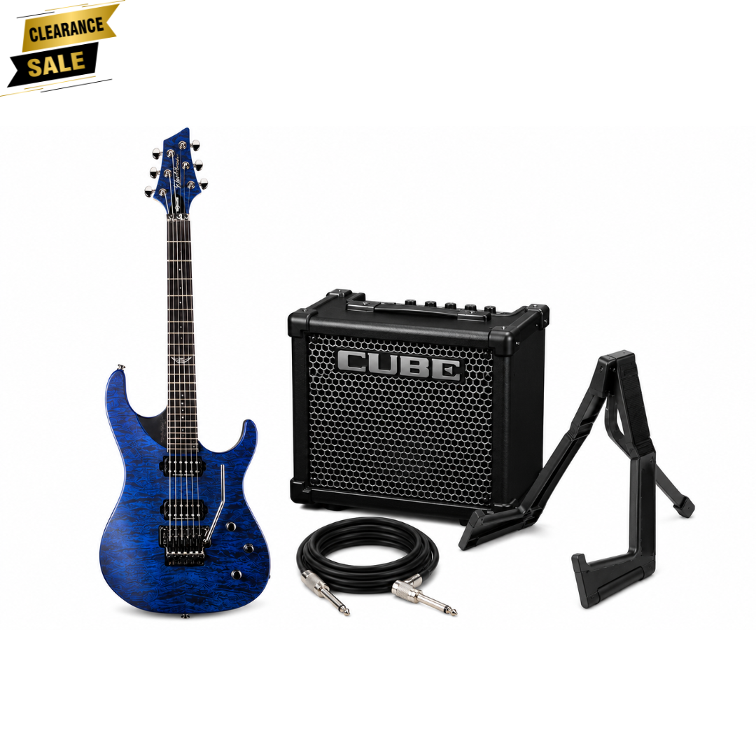 Washburn Parallaxe XM Series Electric Guitar Bundle | Roland CUBE-10GX Amp + Stand + Cable