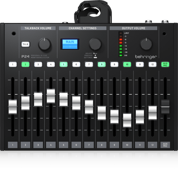 Behringer P24 خلاط مراقب شخصي Stageconnect مع 13 قناة ستيريو و 60 ملم التلاشي