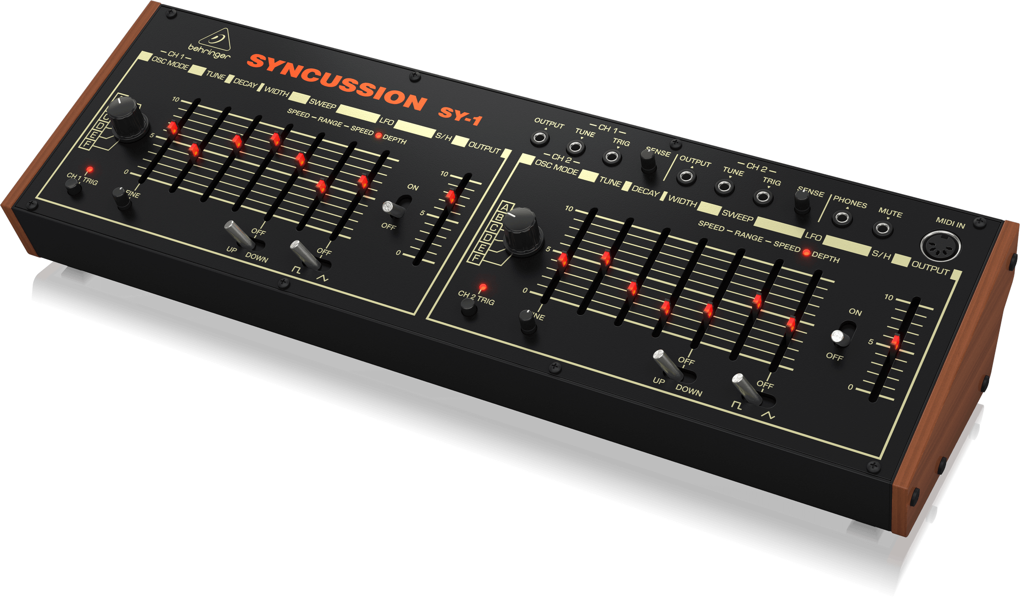 Behringer SYNCUSSIONSY1 Classic Dual Analog Percussion Synthesizer with 6 Oscillator Modes and Eurorack Format