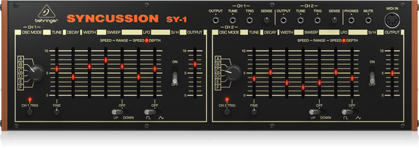 Behringer SYNCUSSIONSY1 Classic Dual Analog Percussion Synthesizer with 6 Oscillator Modes and Eurorack Format