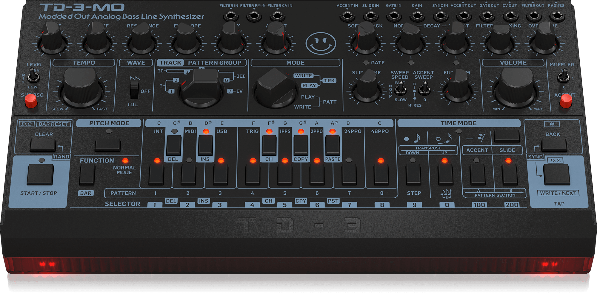 Behringer TD3MOBK “Modded Out” Analog Bass Line Synthesizer with VCO, MIDI-Controllable VCF and Sub-Harmonics Oscillator