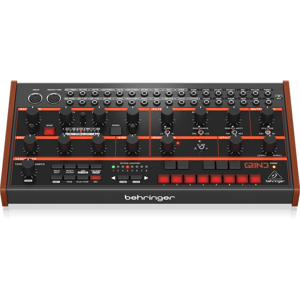 Behringer GRIND Hybrid Semi-Modular Synthesizer with 24 Digital Sound Engines, Analog Ladder Filter, 32-Step Sequencer and 16-Voice Poly Chain