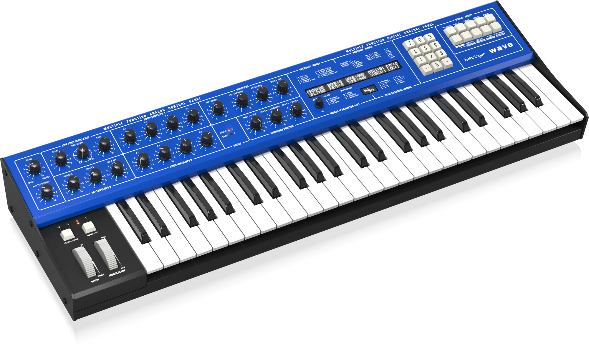 Behringer WAVE Legendary 8-Voice Multi-Timbral Hybrid Synthesizer with Wavetable Generators and Analog VCF and VCA, LFO, 3 Envelopes, Arpeggiator and Sequencer