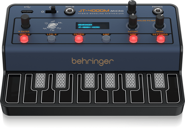 Behringer JT-4000M MICRO Portable 4-Voice Hybrid Synthesizer with 2 Analog Modeling Oscillators Per Voice, Multi-Mode Analog Filter, and Arpeggiator