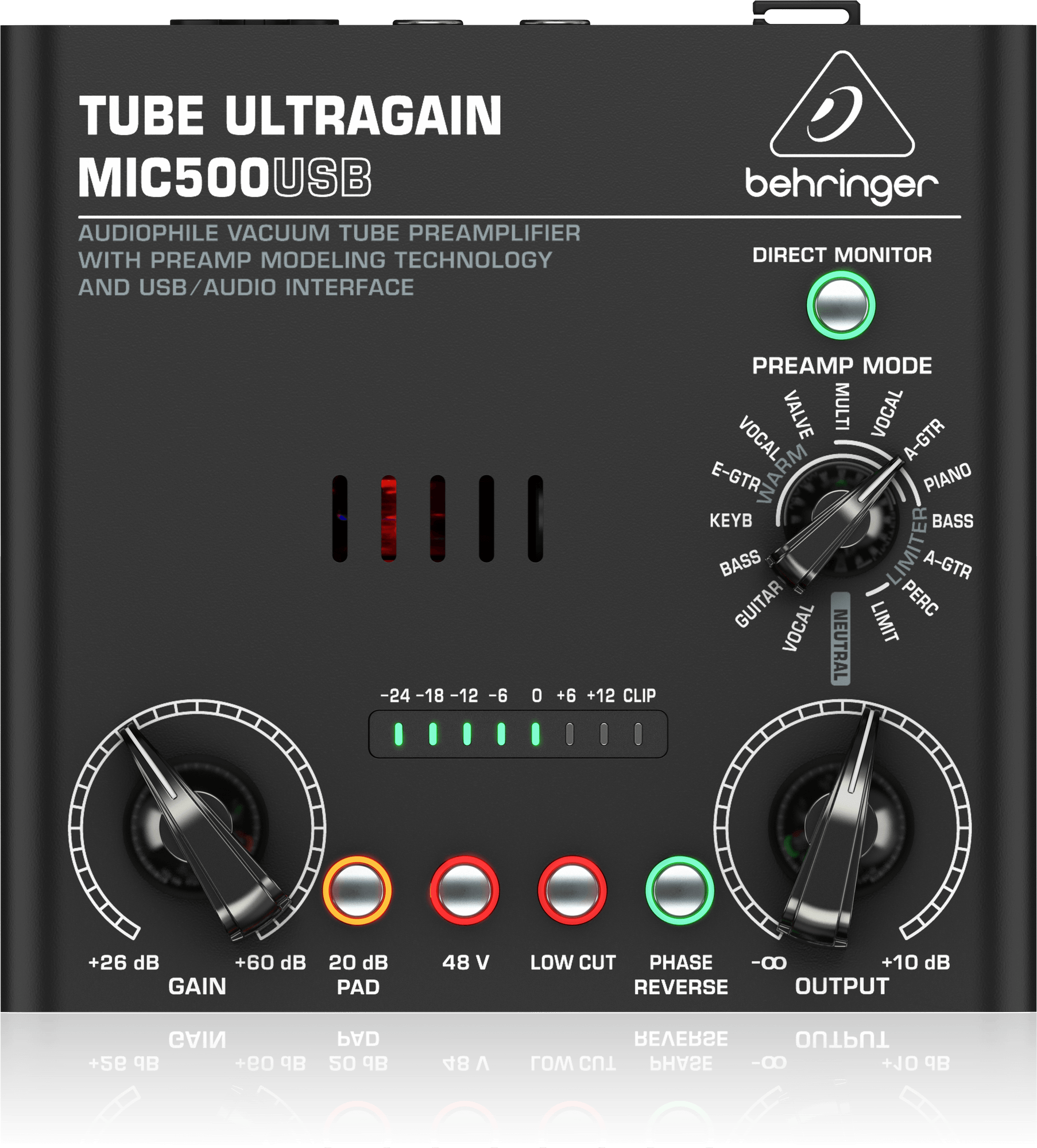 Behringer MIC500USB Audiophile Vacuum Tube Preamplifier with Preamp Modeling Technology and USB/Audio Interface