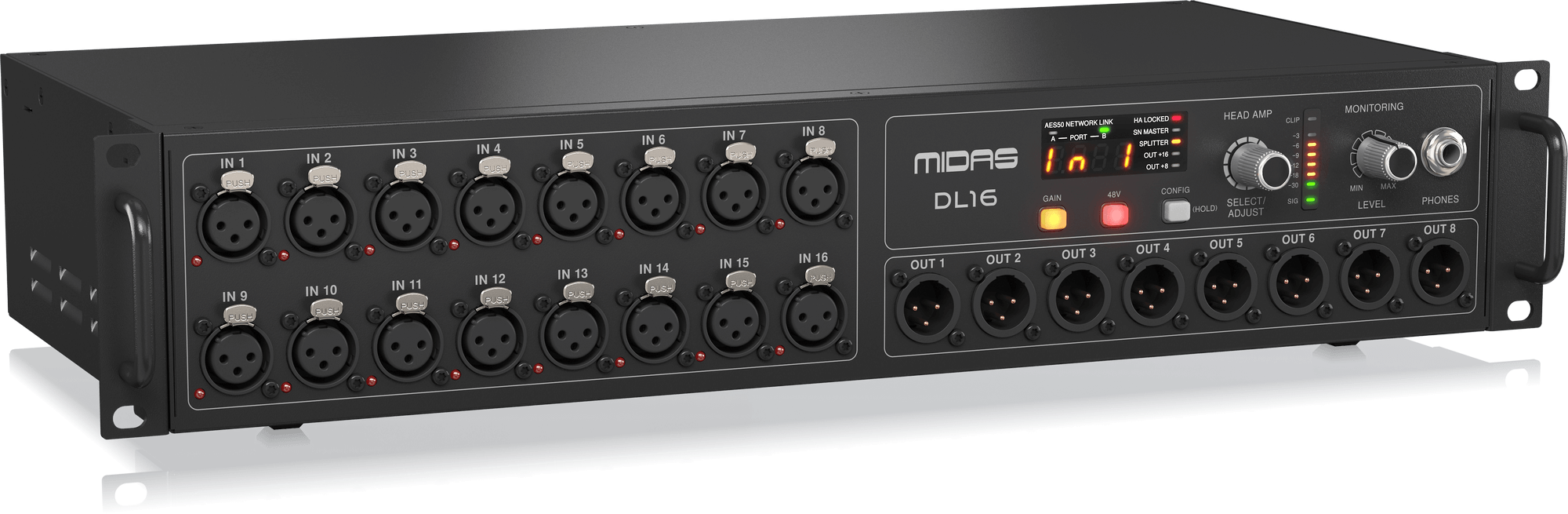 Midas DL16 16 Input and 8 Output Stage Box with 16 Midas Mic Preamps