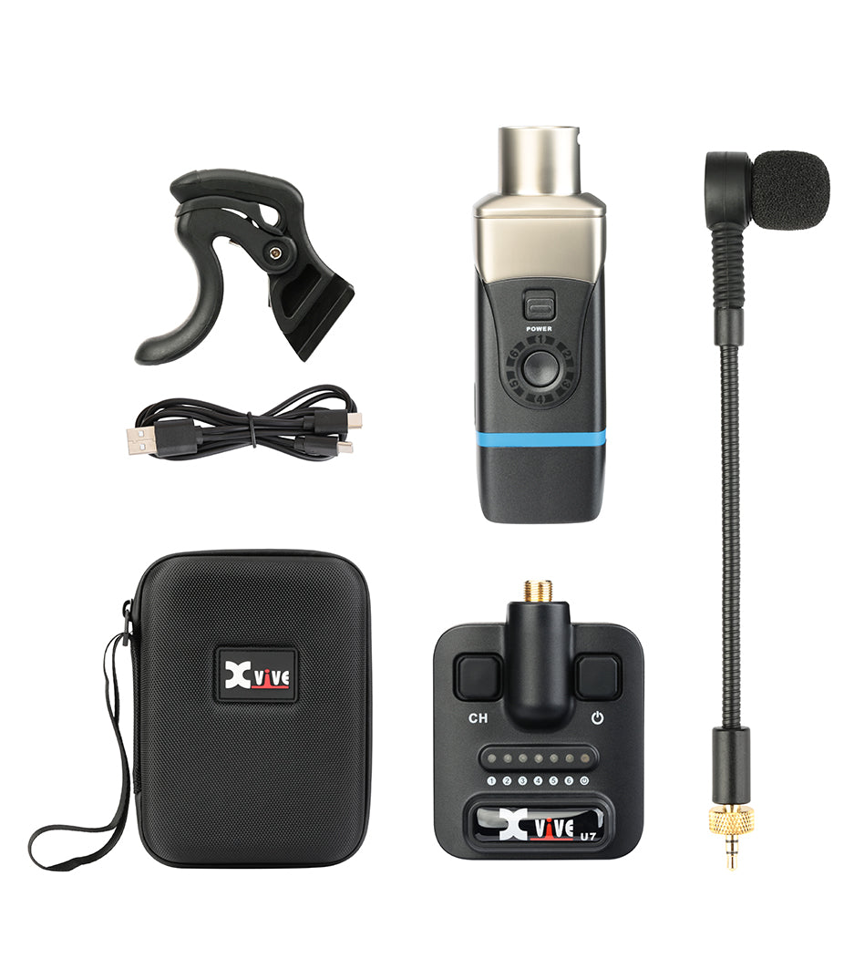Xvive U7 Saxophone and Trumpet Wireless System With Clip-on Supercardioid Condenser Microphone (Travel Case Included)