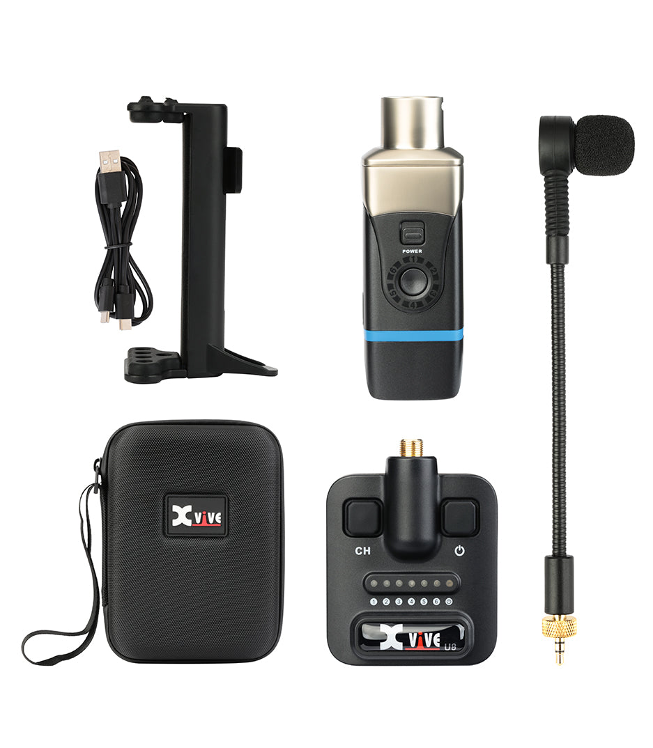 Xvive U8 Acoustic Guitar Wireless System With Clip-on Supercardioid Condenser Microphone (Travel Case Included)
