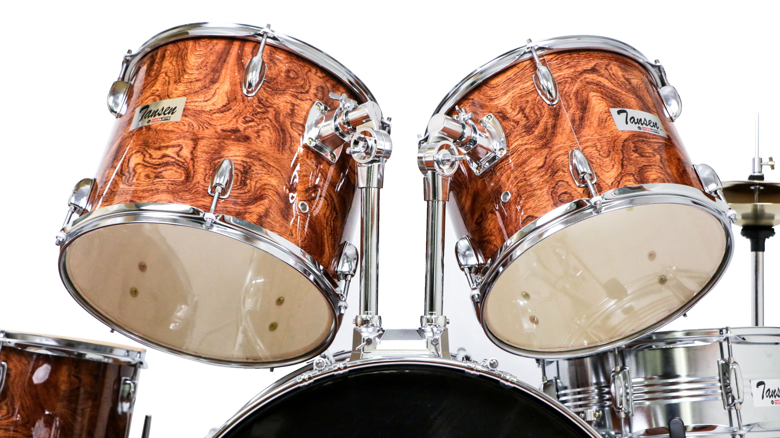 Tovaste JBP2020TSW Drum Set 5pc with Cymbal and Seat, Tiger Skin Wood