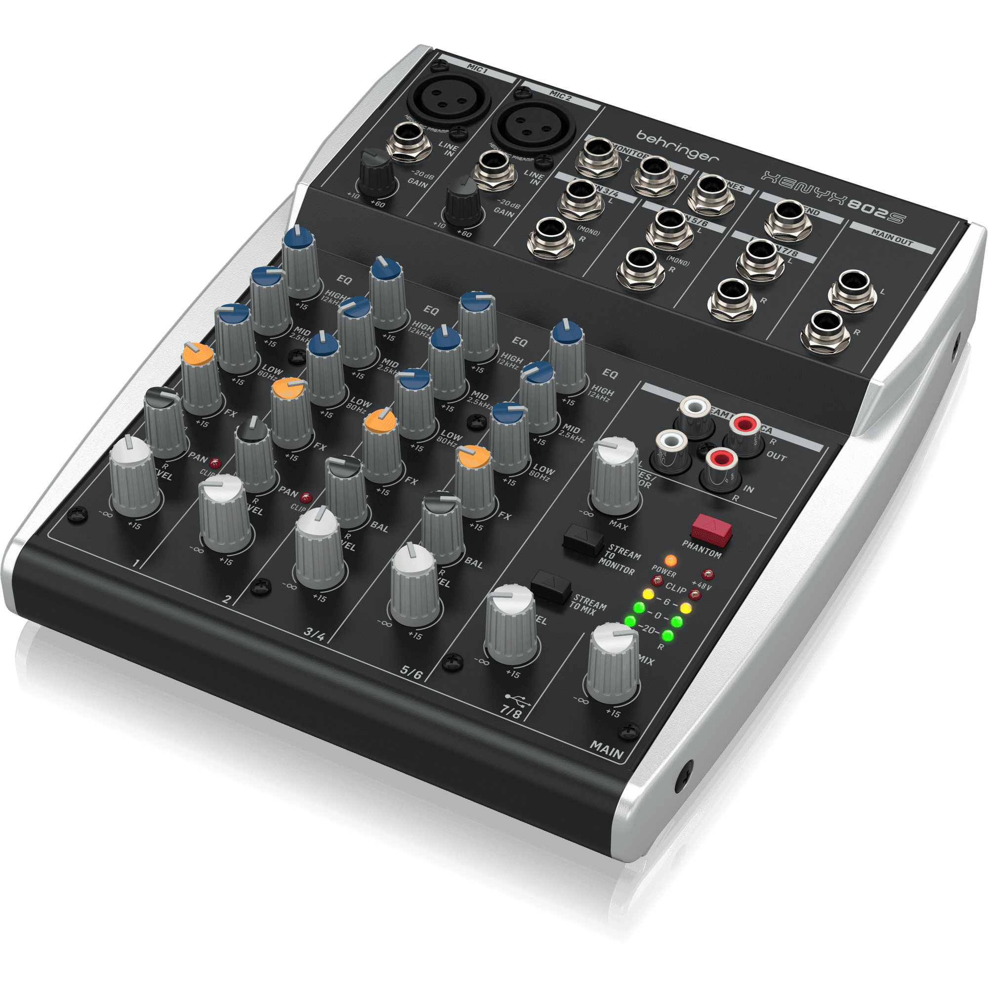 Behringer XENYX 802S Premium Analog 8-Input Mixer with USB Streaming Interface - MusicMajlis