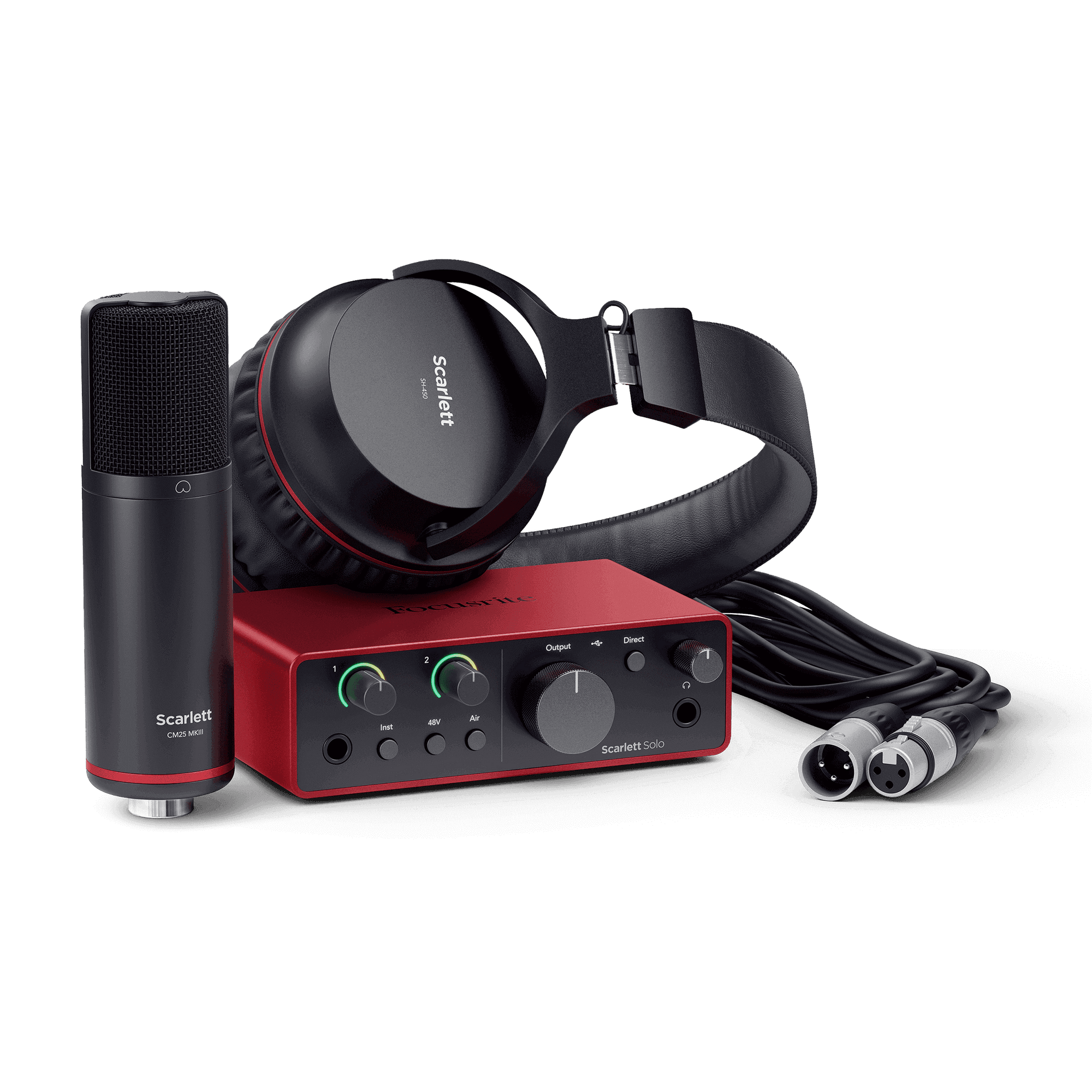Focusrite Scarlett Solo Studio 4th Gen Scarlett Solo with CM25 MkIII condenser Microphone and SH-450 Closed-back Headphones Bundle - MusicMajlis
