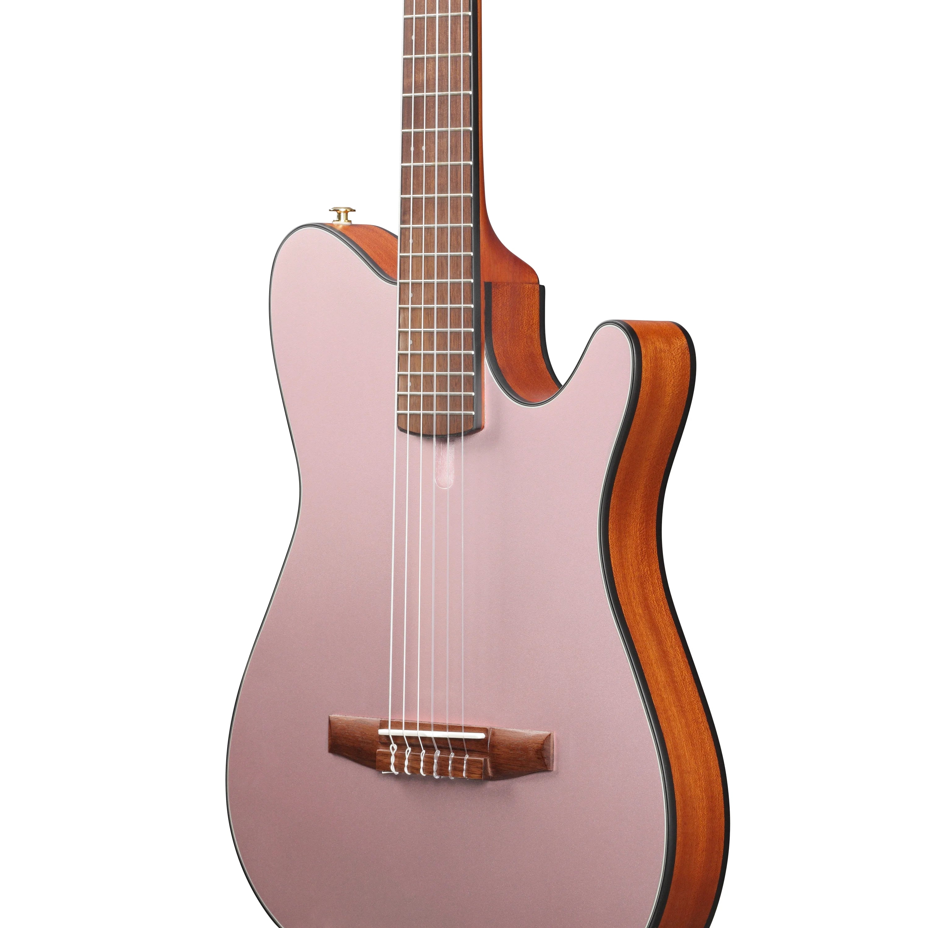 Ibanez FRH10NRGF Thinline Nylon-String Acoustic-Electric Guitar Striking Rose Gold Metallic Flat Finish