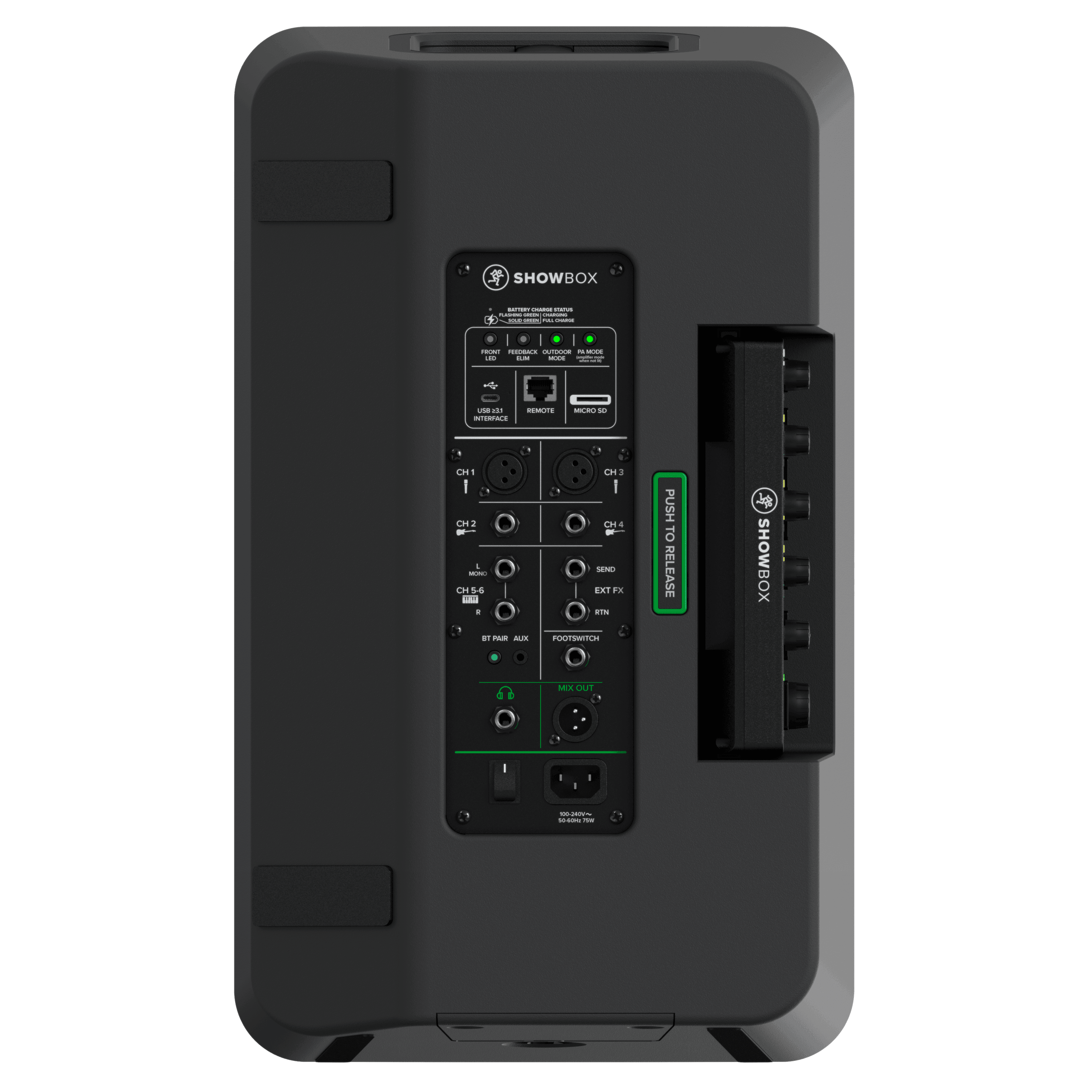 Mackie ShowBox 400 Watt Battery Powered 6 Channel All-In-One Performance Rig With Breakaway Mix Control - MusicMajlis