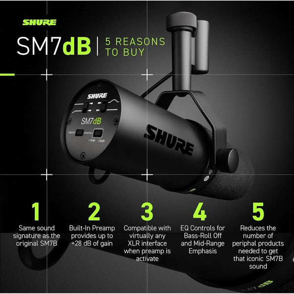 Shure SM7DB Dynamic Vocal Microphone With Built-in Preamp - MusicMajlis