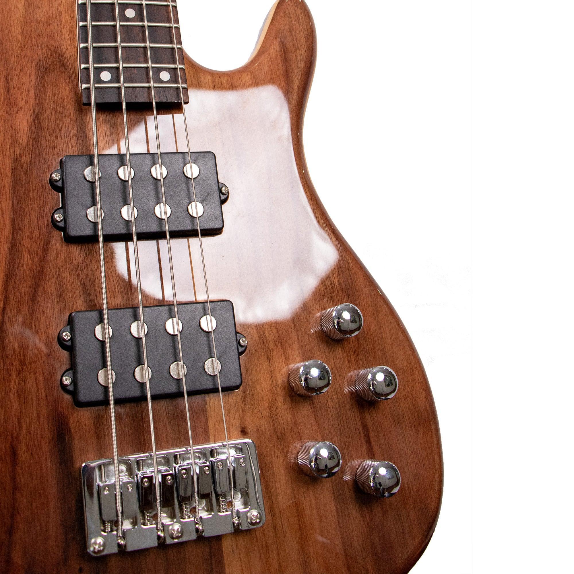 Tansen EB145N Guitar Bass Electric 5 String Laurel Fingerboard HH Pickups Natural Red - MusicMajlis