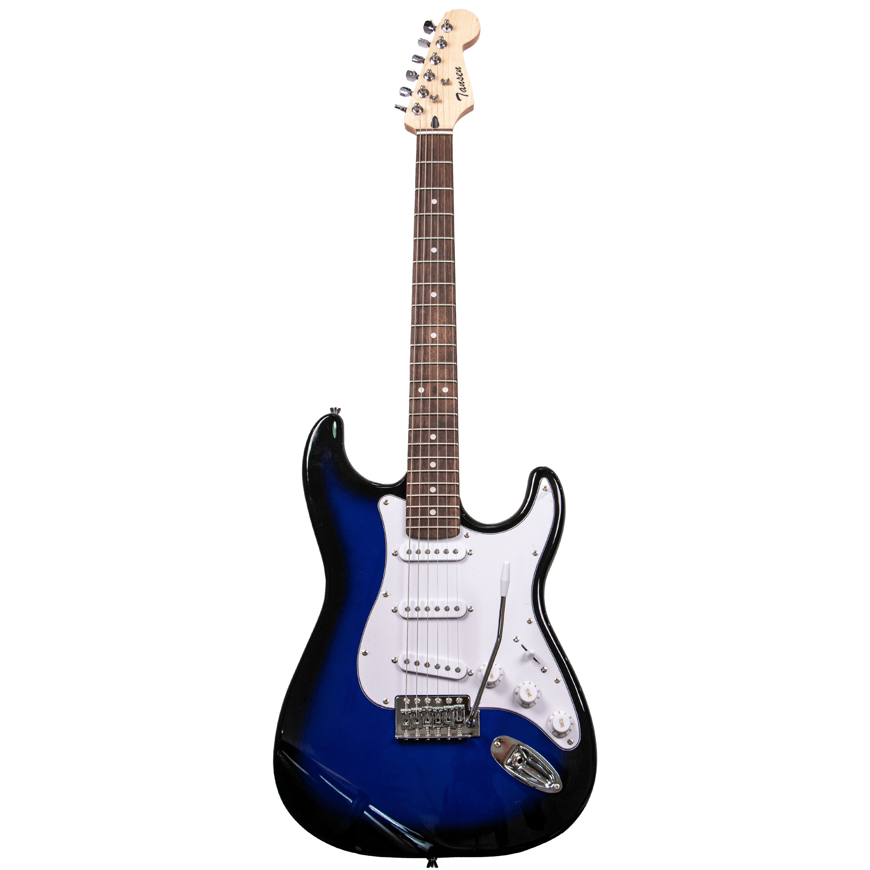 Tansen ST350 Guitar Electric 6-String Double Cutaway Laurel Fingerboard Stratocaster Style SSS Pickups Blue Sunburst Black - MusicMajlis