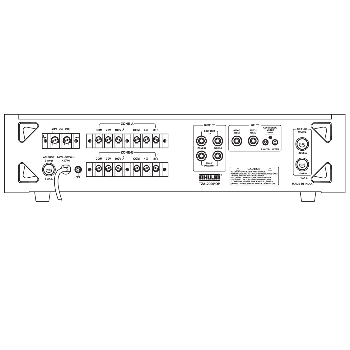 Ahuja TZA4000DPM Two zone PA Mixer Amplifier - MusicMajlis