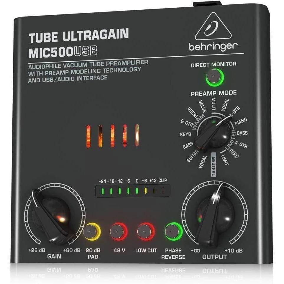 Behringer MIC500USB Audiophile Vacuum Tube Preamplifier with Preamp Modeling Technology and USB/Audio Interface - MusicMajlis