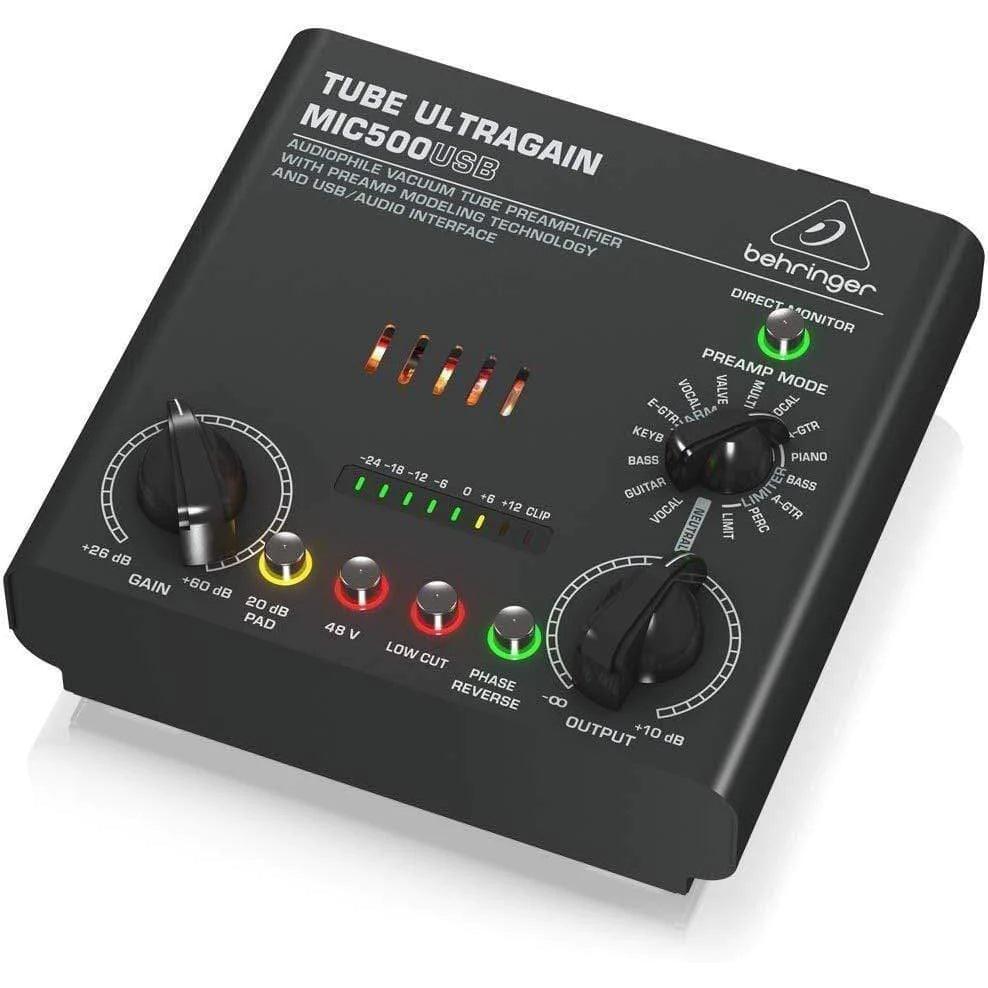 Behringer MIC500USB Audiophile Vacuum Tube Preamplifier with Preamp Modeling Technology and USB/Audio Interface - MusicMajlis