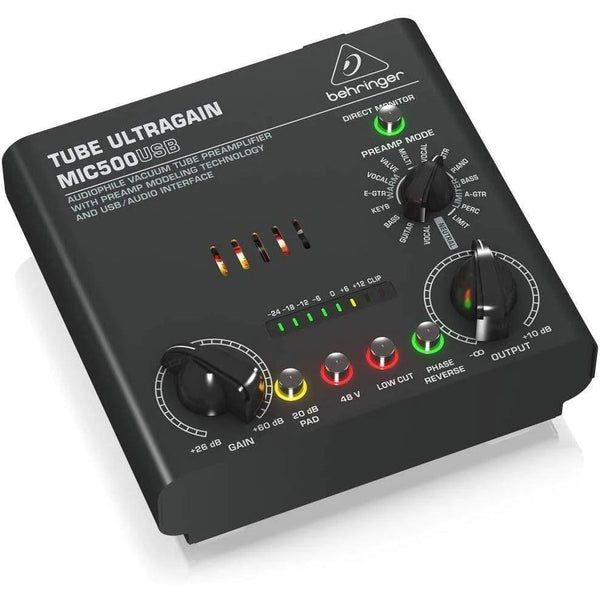 Behringer MIC500USB Audiophile Vacuum Tube Preamplifier with Preamp Modeling Technology and USB/Audio Interface - MusicMajlis