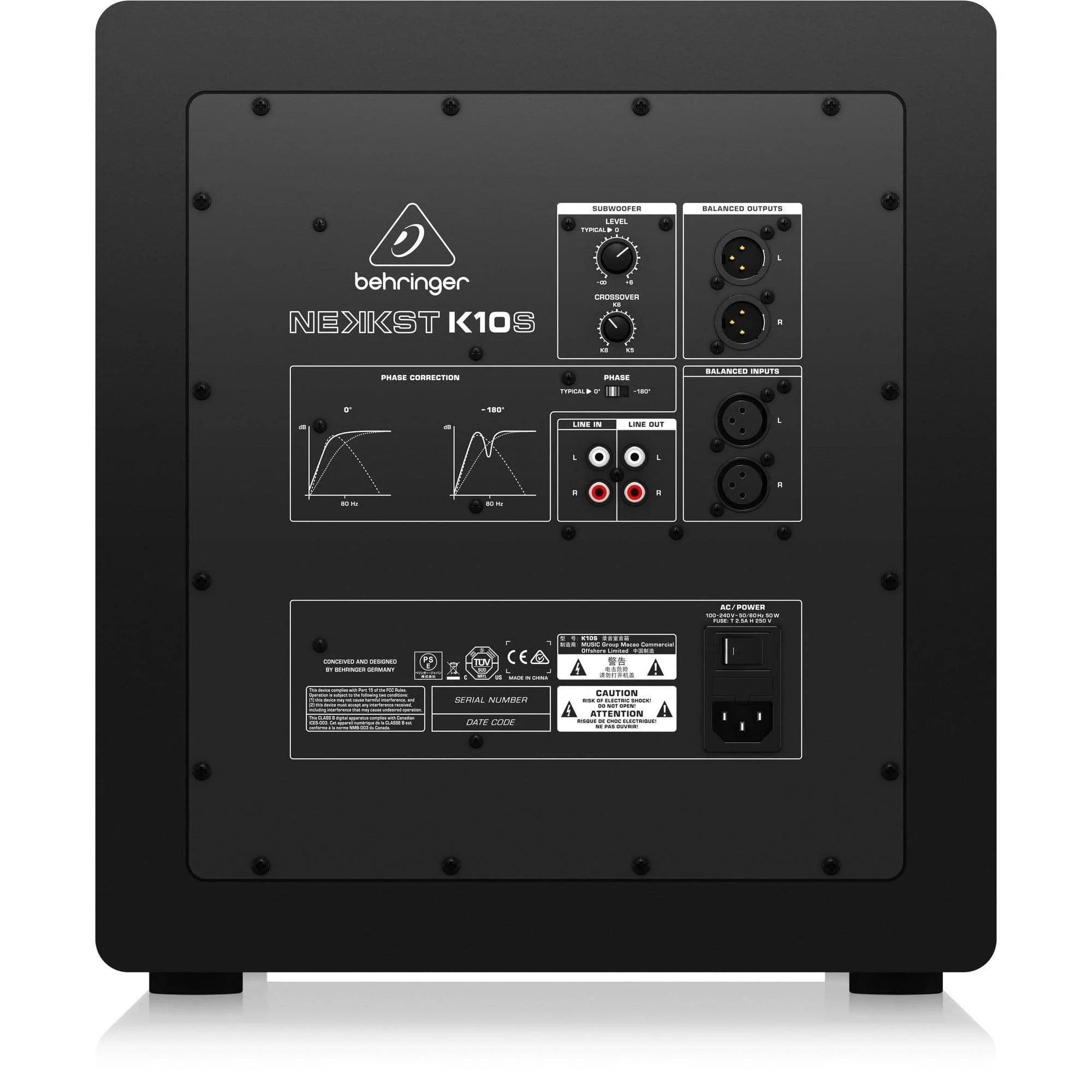 Behringer Nekkst K10S 10" Powered Studio Subwoofer - MusicMajlis