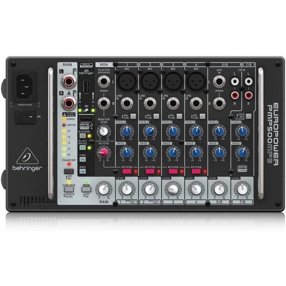 Behringer PMP500MP3 Ultra-Compact 500-Watt 8-Channel Powered Mixer with MP3 Player, Re - MusicMajlis