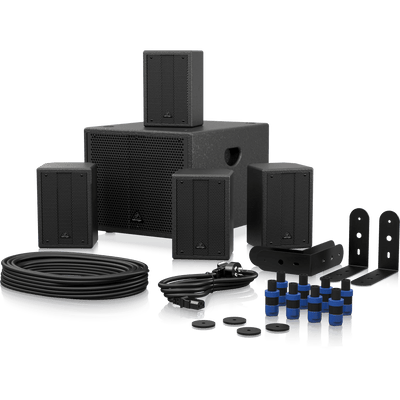 Behringer SAT1004 600W Bundle 4 X 4" Passive PA Speakers and 1 x 8" Active PA Subwoofer - MusicMajlis