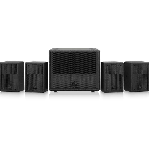Behringer SAT1004 600W Bundle 4 X 4" Passive PA Speakers and 1 x 8" Active PA Subwoofer - MusicMajlis