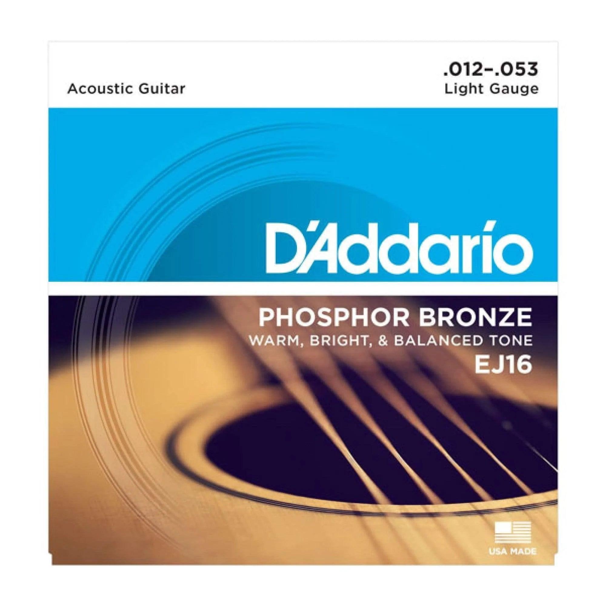 D'Addario EJ16-Phosphor Bronze Light Acoustic Guitar Strings - MusicMajlis