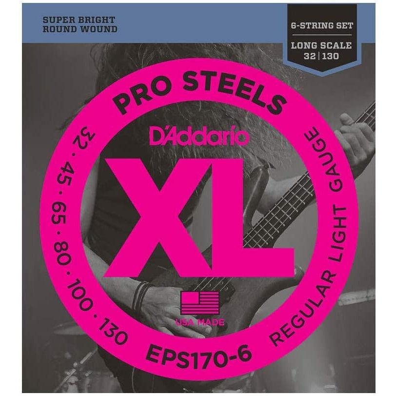 D'Addario EPS170-6 Set of 6 String Bass Pro Steel 30 - 130 Gauge Long Scale - MusicMajlis