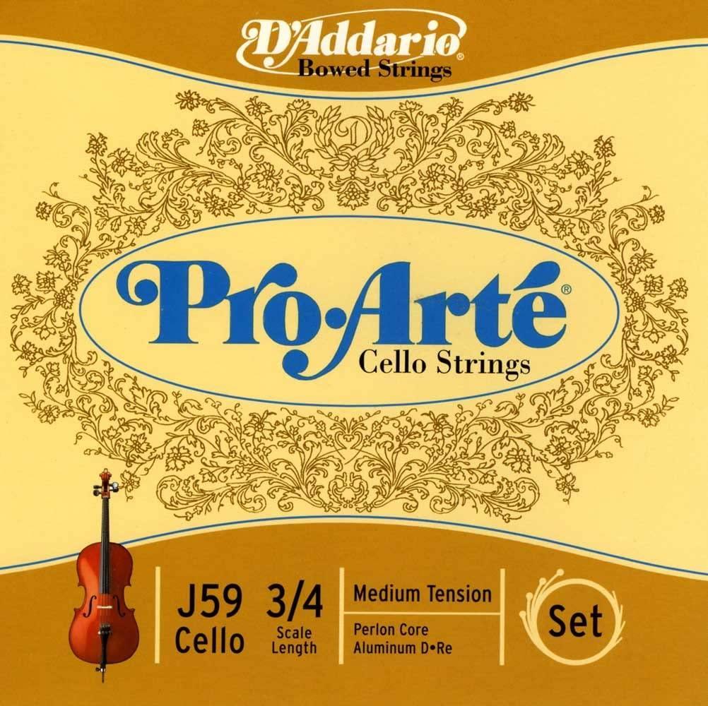 D'Addario J59 3/4M Pro-Arte Cello String Set 3/4 Scale Medium Tension - MusicMajlis