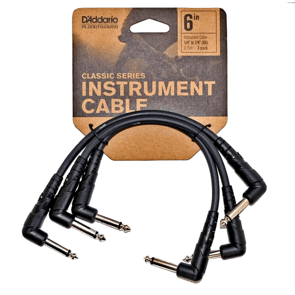 D'Addario PW-CGTP-305 Classic Series Patch Cable - 6" (3-pack) - MusicMajlis