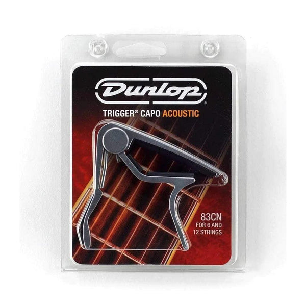 Dunlop 83CN Trigger Action Capo for Curved Acoustic Fingerboards - Nickel - MusicMajlis