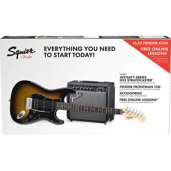 Fender Squier Affinity Strat Electric Guitar Bundle UK - Brown Sunburst - MusicMajlis
