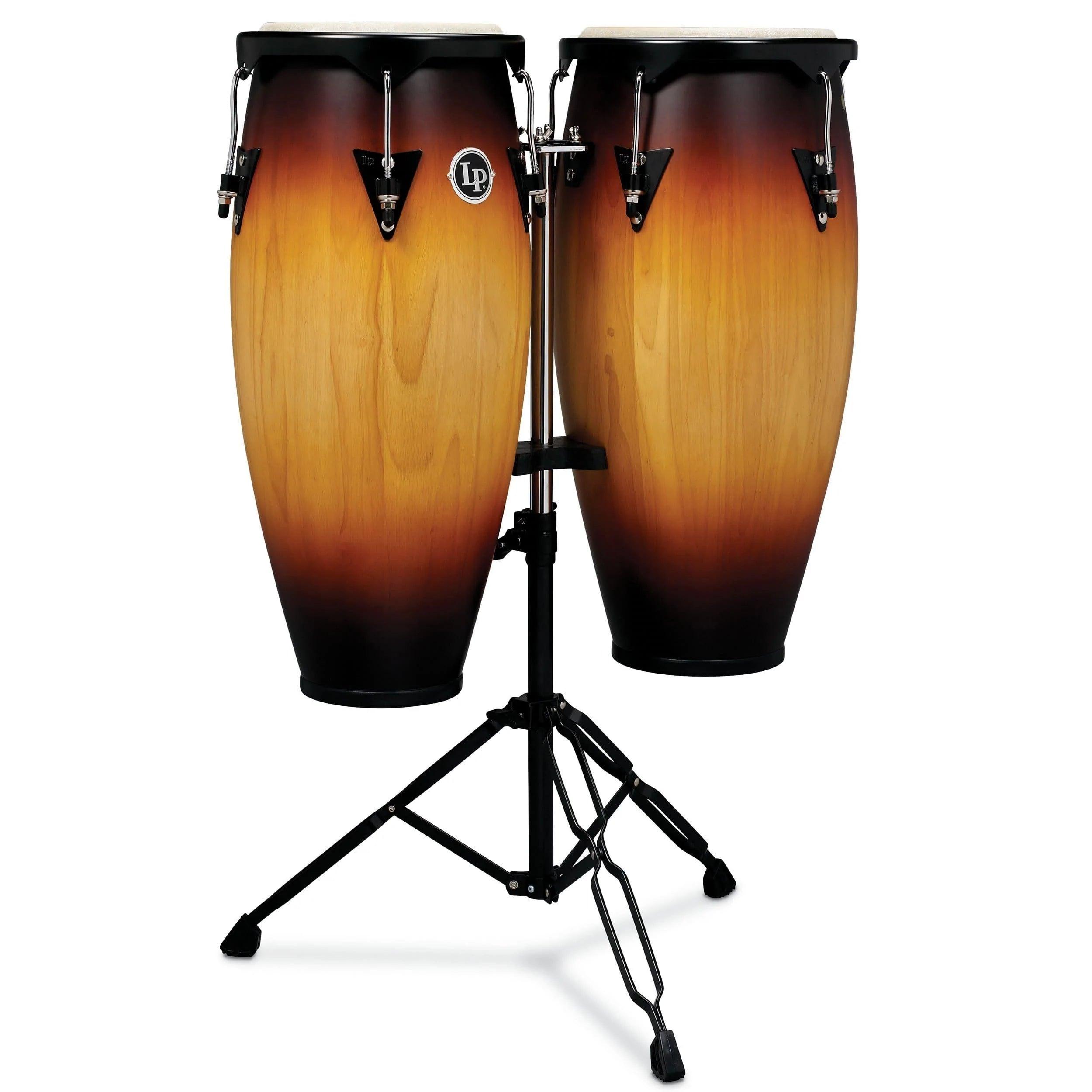LP City 10 - 11" Conga Set OAK Vintage Sunburst Finish With Black Hardware & Double Stand - MusicMajlis