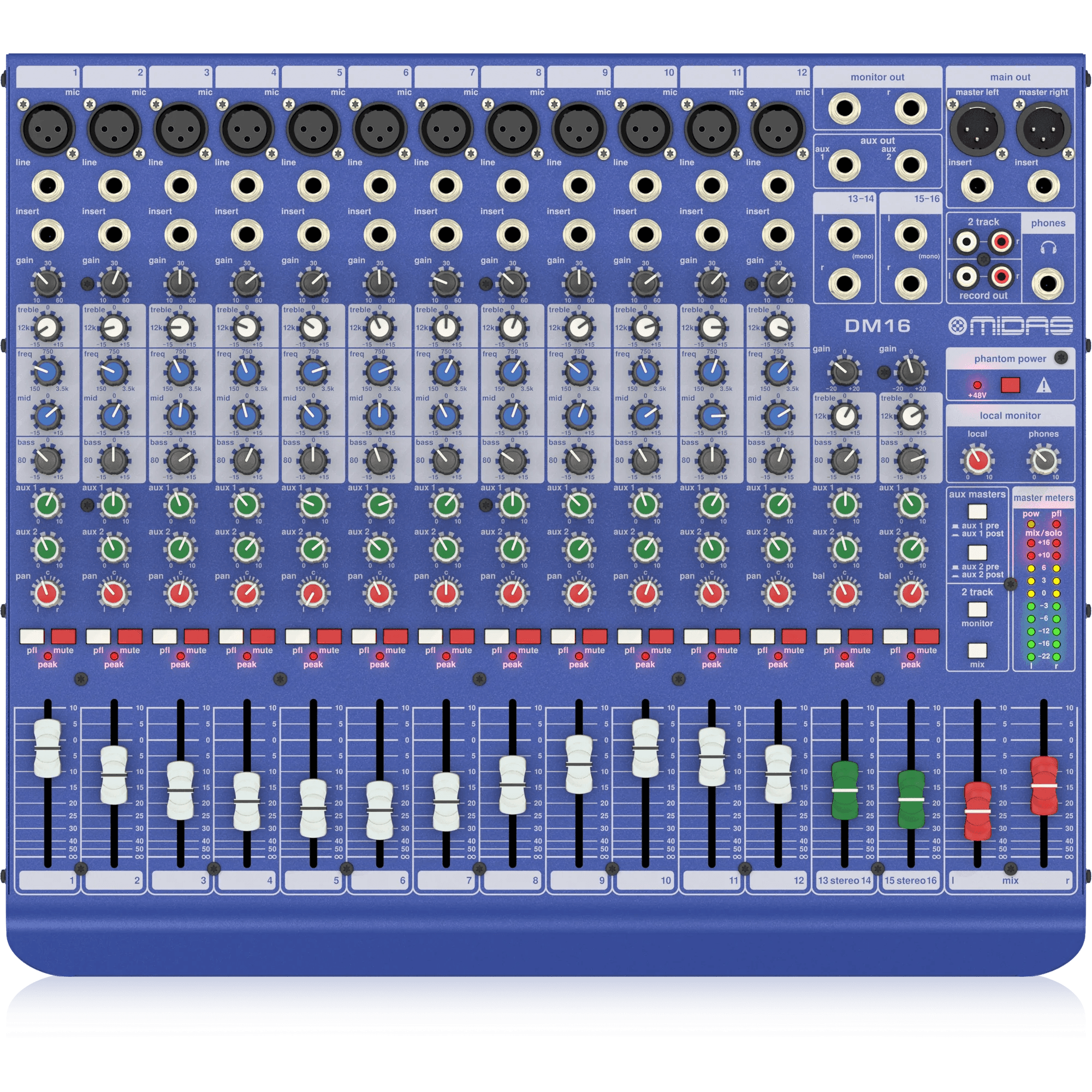 Midas DM16 16 Input Analogue Live and Studio Mixer with Midas Microphone Preamplifiers - MusicMajlis