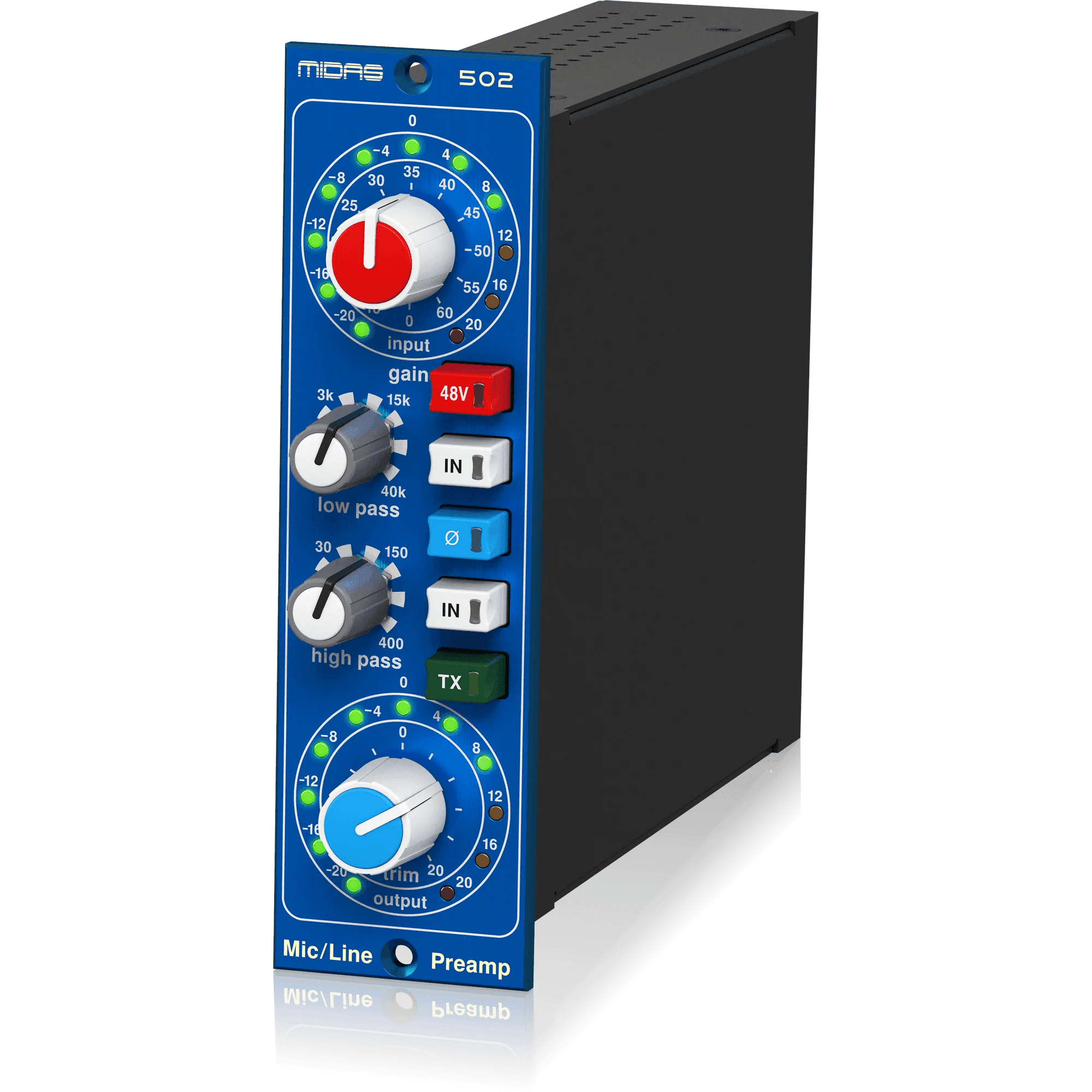 Midas MICROPHONE PREAMPLIFIER 502 V2 500 Series Modular Midas Microphone Preamplifier with Classic XL4 Filters - MusicMajlis