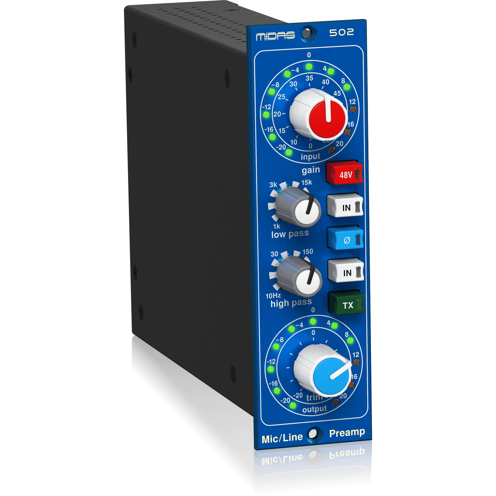 Midas MICROPHONE PREAMPLIFIER 502 V2 500 Series Modular Midas Microphone Preamplifier with Classic XL4 Filters - MusicMajlis