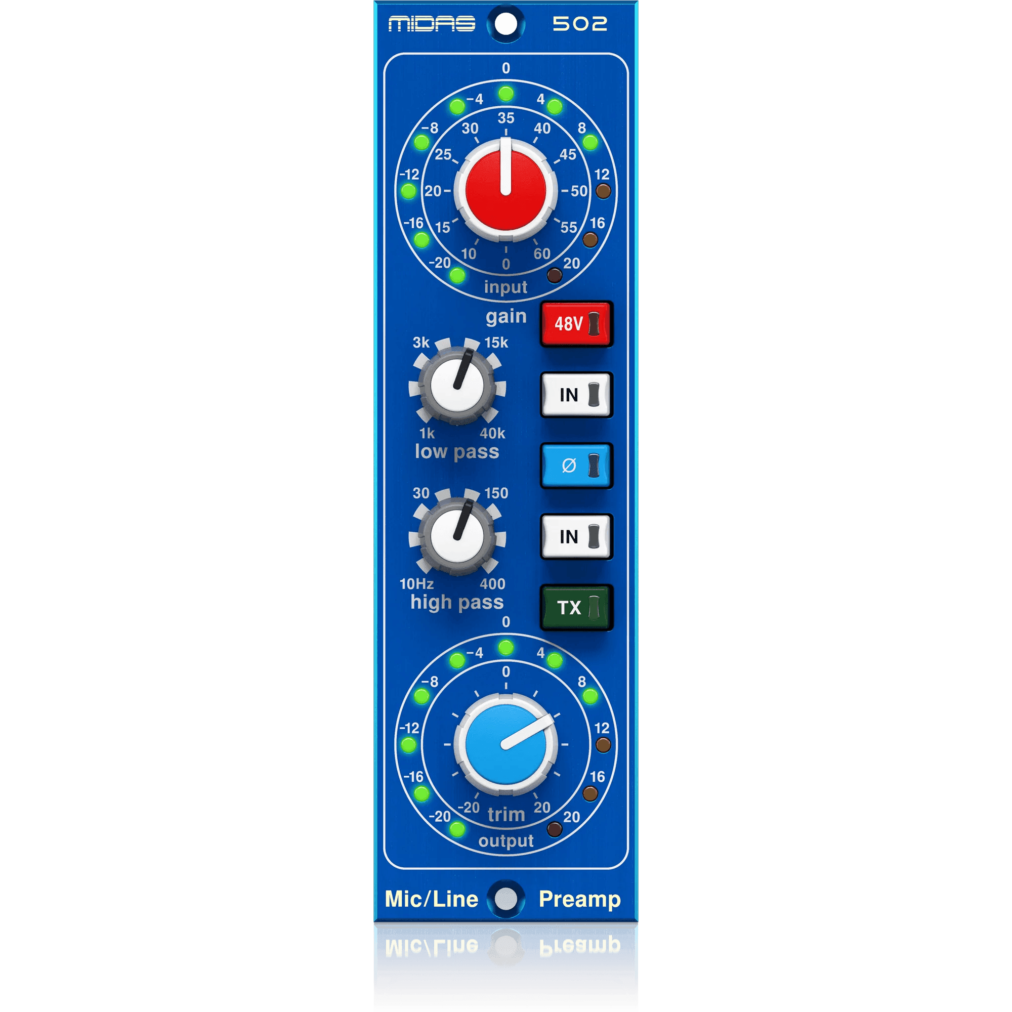 Midas MICROPHONE PREAMPLIFIER 502 V2 500 Series Modular Midas Microphone Preamplifier with Classic XL4 Filters - MusicMajlis