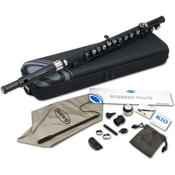 Nuvo N210SFBK Student Flute Kit - Black/Steel - MusicMajlis