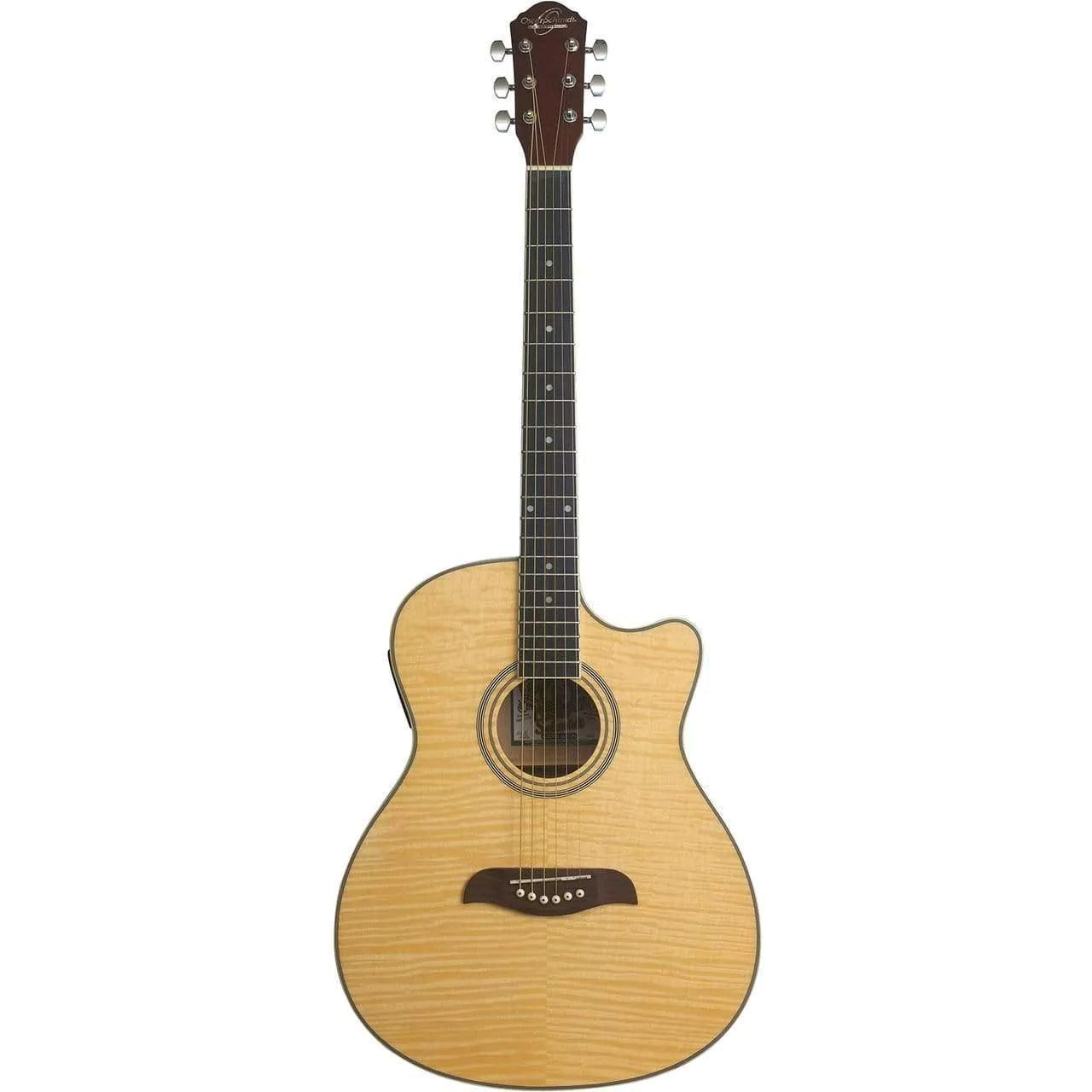 Oscar Schmidt OACEFN Semi-Acoustic Guitar - Flame Natural (Discontinued) - MusicMajlis