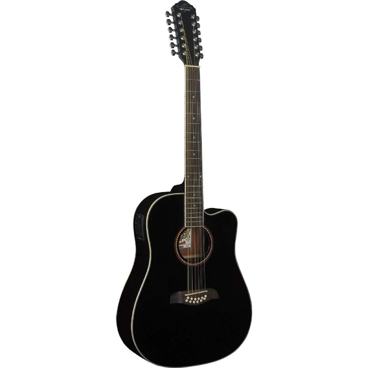 Oscar Schmidt OD312CEB 12-string Semi-Acoustic Guitar - Black (Discontinued) - MusicMajlis