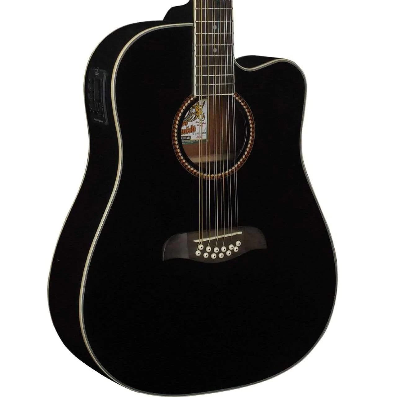 Oscar Schmidt OD312CEB 12-string Semi-Acoustic Guitar - Black (Discontinued) - MusicMajlis