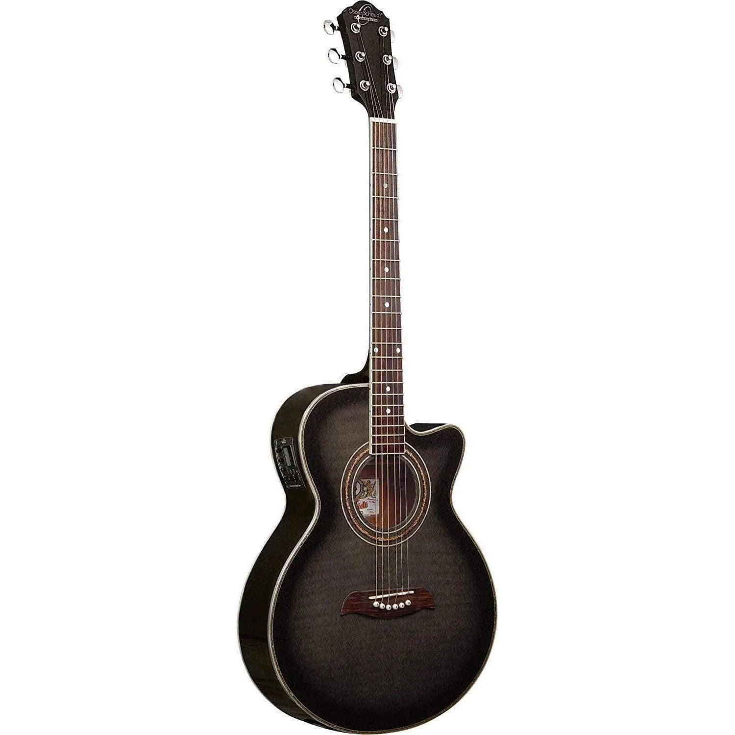 Oscar Schmidt OG10CEFTB Semi-Acoustic Guitar - Flame Trans Black - MusicMajlis